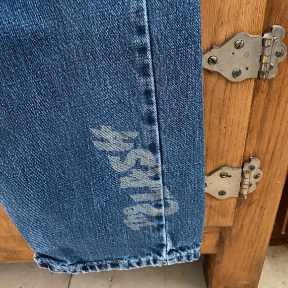 Men's Punk Rock Themed Levis 505 Jeans Upcycled